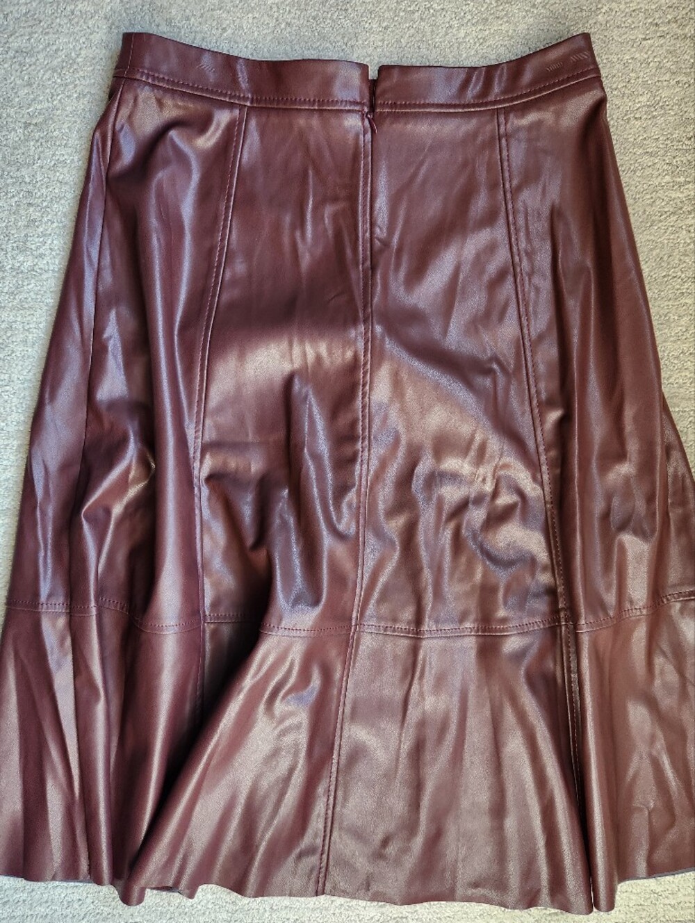 Banana Republic Faux Leather A-Line Skirt in Deep Burgundy - Picture 2 of 4